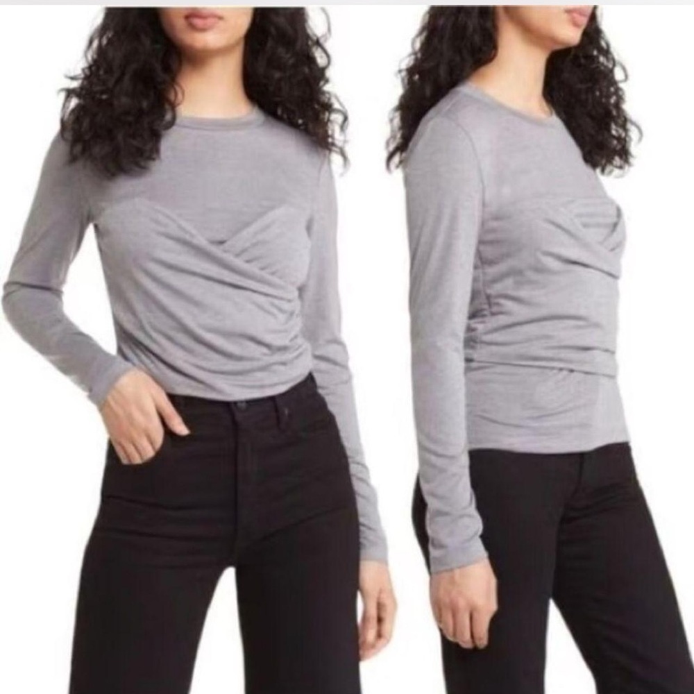 New Vero Moda Nelly Ruched Knit Top, Heather Gray, Sz. M but runs small